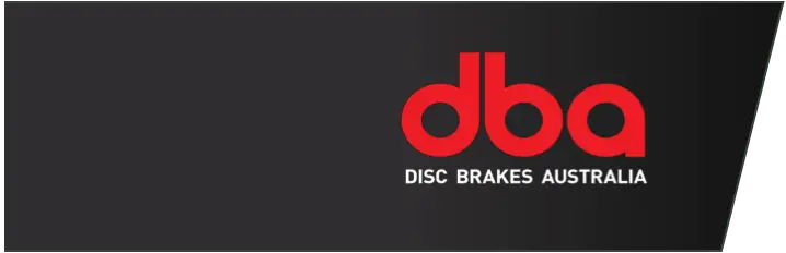 Logo DBA Freins à Disque Australia en texte rouge sur fond noir