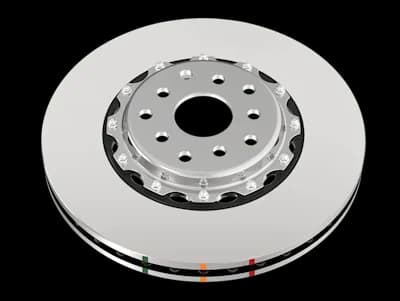 Disque de frein DBA 5000 Series HD avec finition lisse de style OE, surface argentée, moyeu de montage central et marquages indicateurs colorés